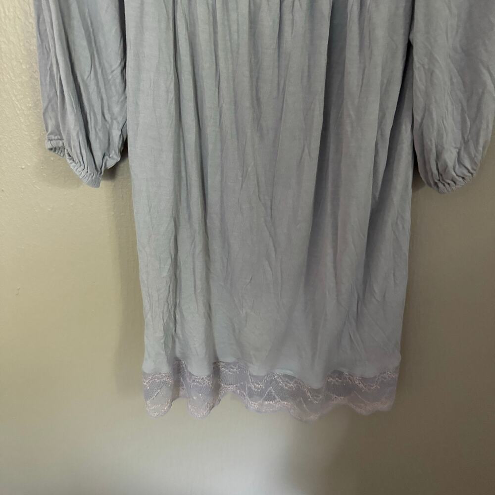 EBERJEY Light Blue/Grey Rayon Sleep Shirt Lace Trimmed Size small casual - Picture 3 of 6